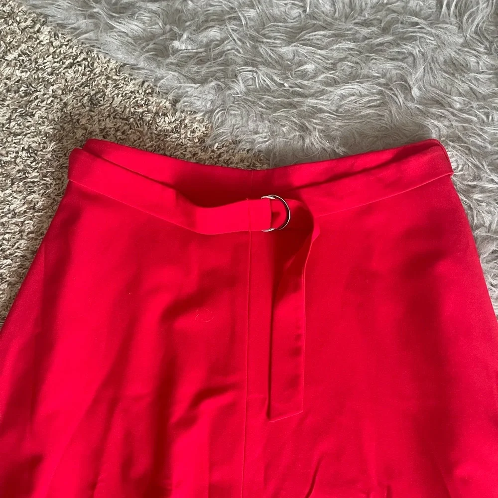 Nine West Bright Red A-Line Belted Skirt